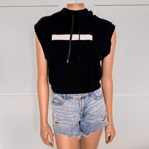 Sports Illustrated, Black Sleeveless Cropped Hoodie, Women's Size Small